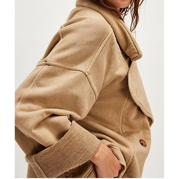 new FREE PEOPLE heavyweight pearl cardi double breasted coat M L - Picture 1 of 4